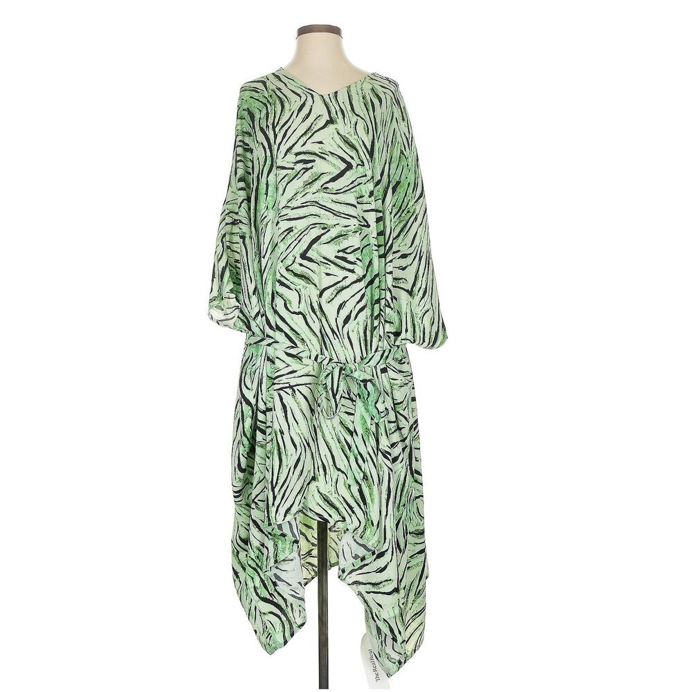 Essentiel Antwerp Becha Dress Zebra Print Asymmetric Draped Midi Sz 34 US 2